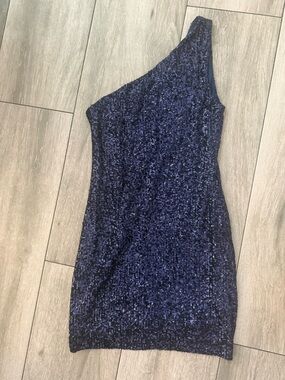 Aqua navy sequins dress